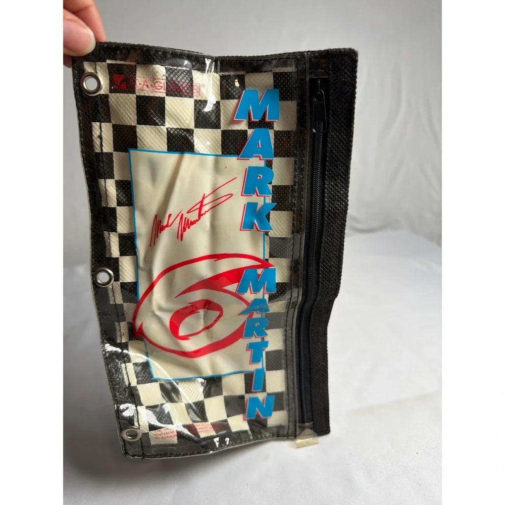 Vintage Mark Martin NASCAR Pencil Pouch Unisex OS Black White Good